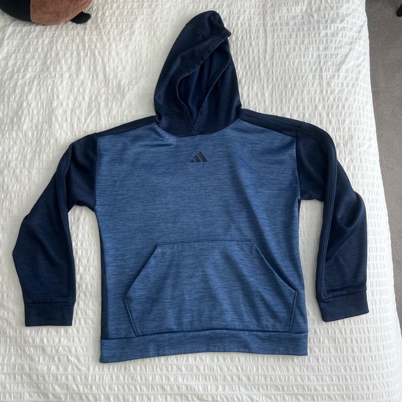 Adidas Men's Navy and Blue Pullover Hoodie - Picture 1 of 5